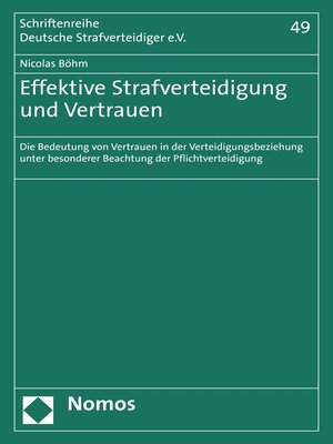 cover image of Effektive Strafverteidigung und Vertrauen